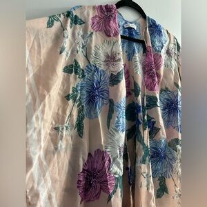 Woven Heart Womens Peach Floral Kimono Swimsuit Cover Up